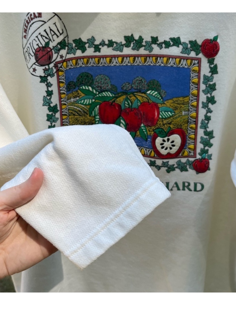 90s Sears NWT Bing Apple Orchard Fleece Sweatshirt Plus Size 1X Grandma Fall - Picture 13 of 15